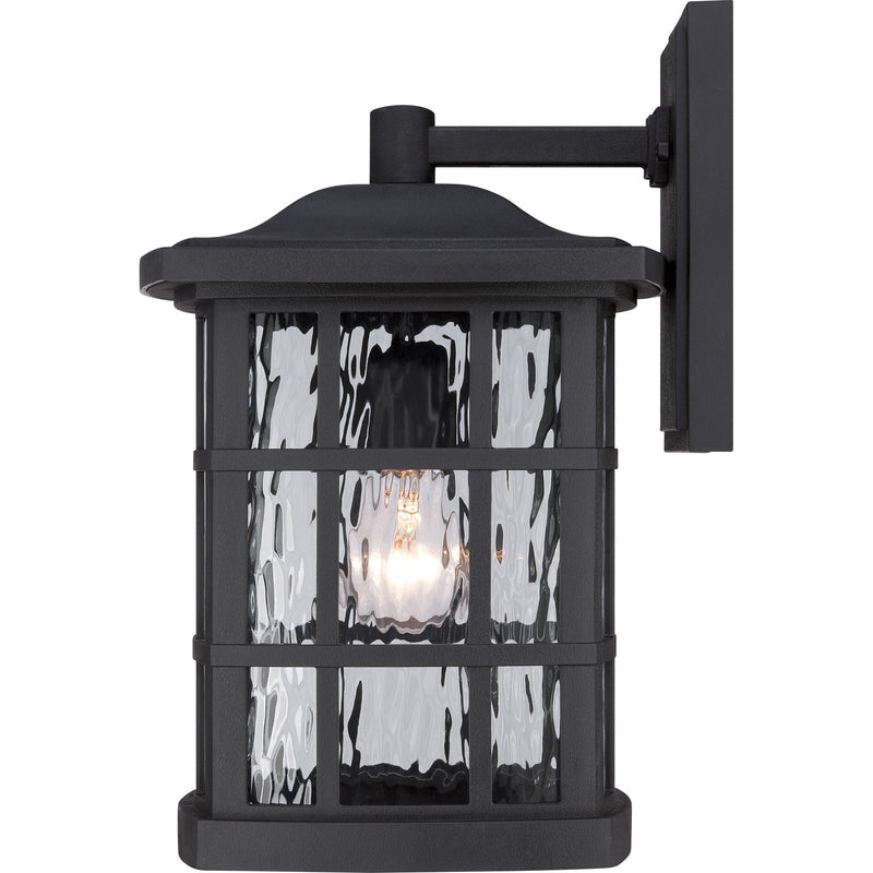 Quoizel Stonington 15in 1-Light Outdoor Wall Lantern | Traditional Mystic Black and Clear Water Glass | Porch & Patio | Model SNN8409K