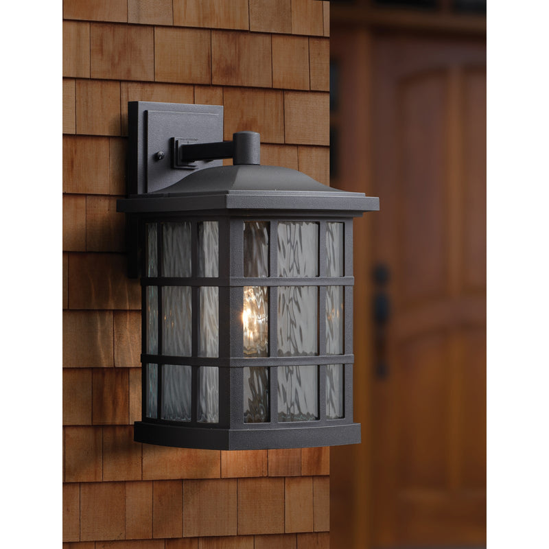 Quoizel Stonington 15in 1-Light Outdoor Wall Lantern | Traditional Mystic Black and Clear Water Glass | Porch & Patio | Model SNN8409K