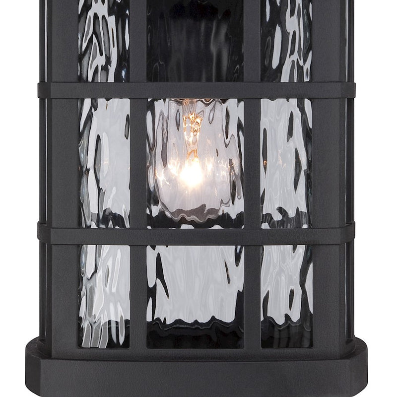 Quoizel Stonington 15in 1-Light Outdoor Wall Lantern | Traditional Mystic Black and Clear Water Glass | Porch & Patio | Model SNN8409K