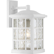 Quoizel Stonington 10.5in 1-Light Outdoor Wall Lantern | Traditional Matte White and Clear Water Glass | Front Porch & Entryway | Model SNN8409W