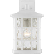 Quoizel Stonington 10.5in 1-Light Outdoor Wall Lantern | Traditional Matte White and Clear Water Glass | Front Porch & Entryway | Model SNN8409W