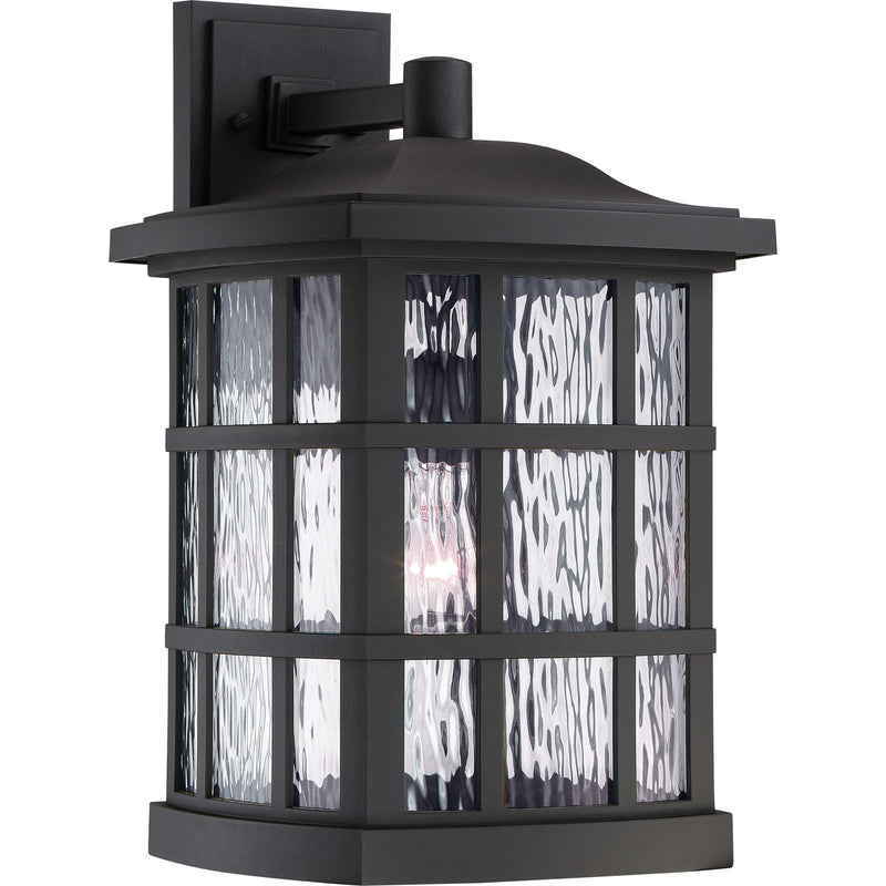 Quoizel Stonington 12in 1-Light Outdoor Wall Lantern | Traditional Mystic Black and Clear Water Glass | Front Porch & Entryway | Model SNN8411K
