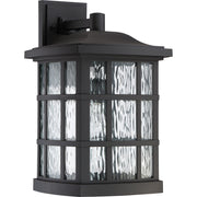 Quoizel Stonington 12in 1-Light Outdoor Wall Lantern | Traditional Mystic Black and Clear Water Glass | Front Porch & Entryway | Model SNN8411K