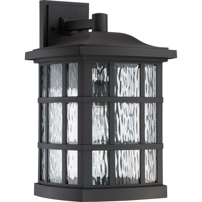 Quoizel Stonington 12in 1-Light Outdoor Wall Lantern | Traditional Mystic Black and Clear Water Glass | Front Porch & Entryway | Model SNN8411K