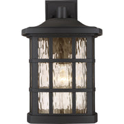 Quoizel Stonington 12in 1-Light Outdoor Wall Lantern | Traditional Mystic Black and Clear Water Glass | Front Porch & Entryway | Model SNN8411K