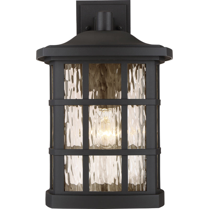 Quoizel Stonington 12in 1-Light Outdoor Wall Lantern | Traditional Mystic Black and Clear Water Glass | Front Porch & Entryway | Model SNN8411K