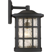 Quoizel Stonington 12in 1-Light Outdoor Wall Lantern | Traditional Mystic Black and Clear Water Glass | Front Porch & Entryway | Model SNN8411K