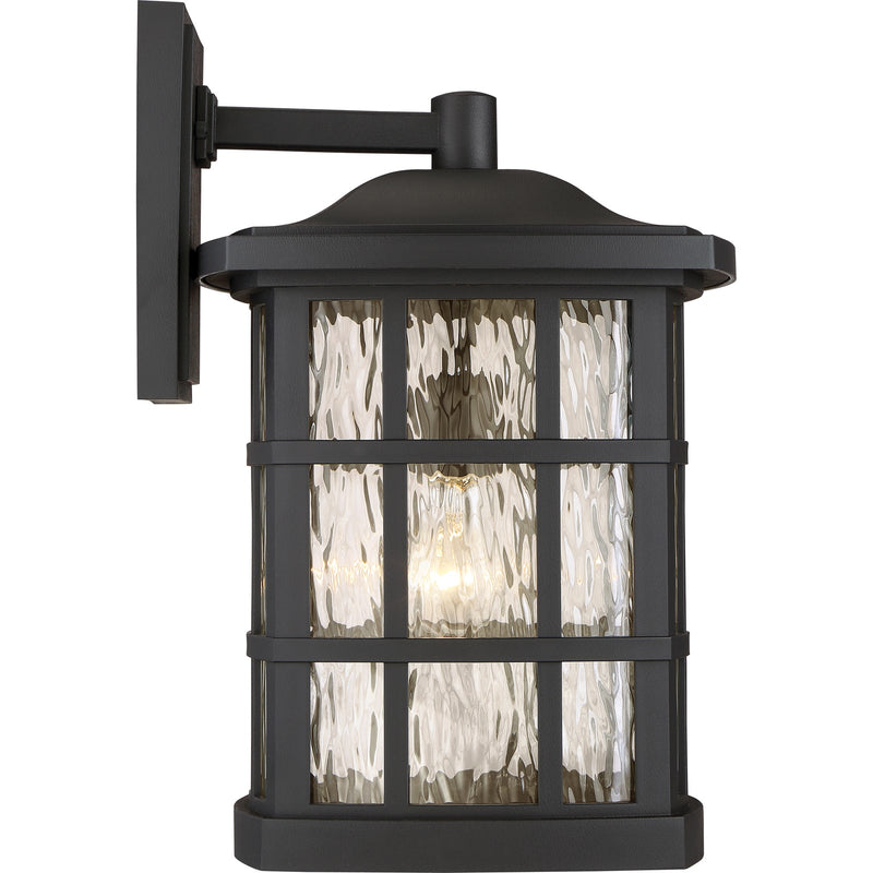 Quoizel Stonington 12in 1-Light Outdoor Wall Lantern | Traditional Mystic Black and Clear Water Glass | Front Porch & Entryway | Model SNN8411K