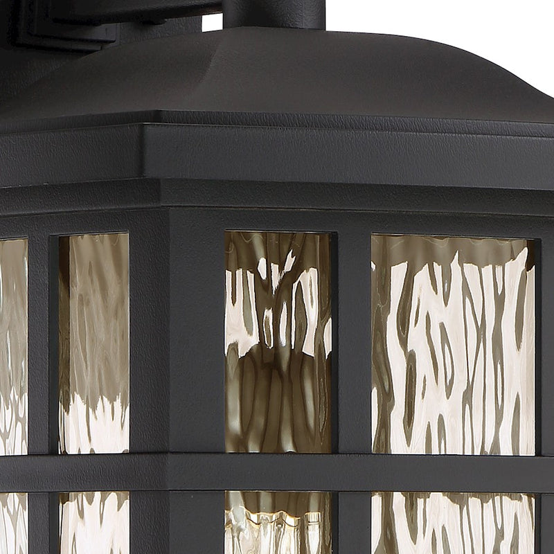 Quoizel Stonington 12in 1-Light Outdoor Wall Lantern | Traditional Mystic Black and Clear Water Glass | Front Porch & Entryway | Model SNN8411K