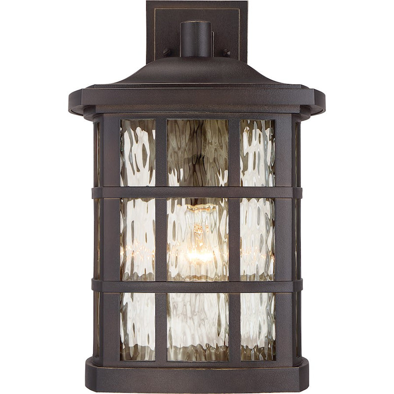 Quoizel Stonington 12in 1-Light Outdoor Wall Lantern | Traditional Palladian Bronze and Clear Water Glass | Front Porch & Entryway | Model SNN8411PN