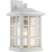 Quoizel Stonington 12in 1-Light Outdoor Wall Lantern | Traditional Matte White and Clear Water Glass | Front Porch & Entryway | Model SNN8411W