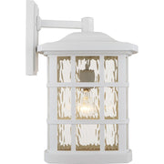 Quoizel Stonington 12in 1-Light Outdoor Wall Lantern | Traditional Matte White and Clear Water Glass | Front Porch & Entryway | Model SNN8411W