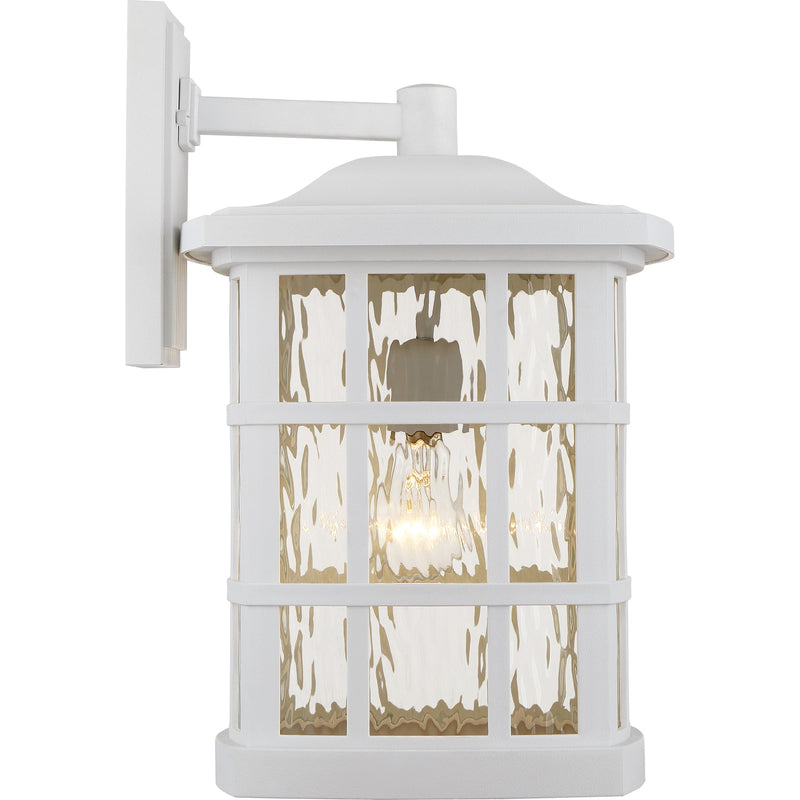 Quoizel Stonington 12in 1-Light Outdoor Wall Lantern | Traditional Matte White and Clear Water Glass | Front Porch & Entryway | Model SNN8411W