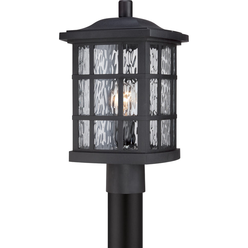 Quoizel Stonington 16in 1-Light Outdoor Lantern | Traditional Mystic Black and Clear Water Glass | Front Door & Porch | Model SNN9009K