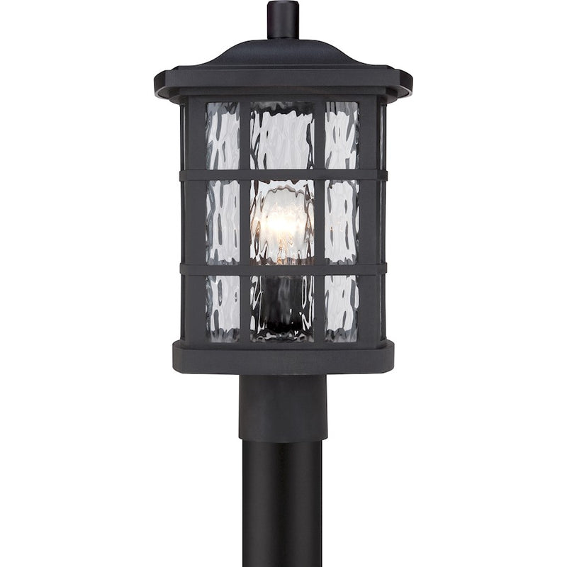 Quoizel Stonington 16in 1-Light Outdoor Lantern | Traditional Mystic Black and Clear Water Glass | Front Door & Porch | Model SNN9009K