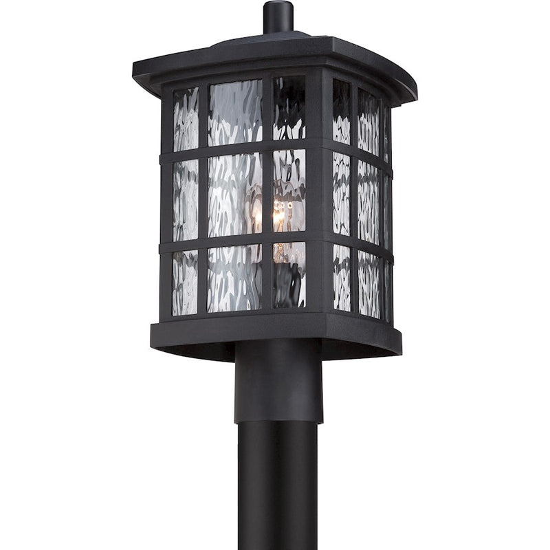 Quoizel Stonington 16in 1-Light Outdoor Lantern | Traditional Mystic Black and Clear Water Glass | Front Door & Porch | Model SNN9009K