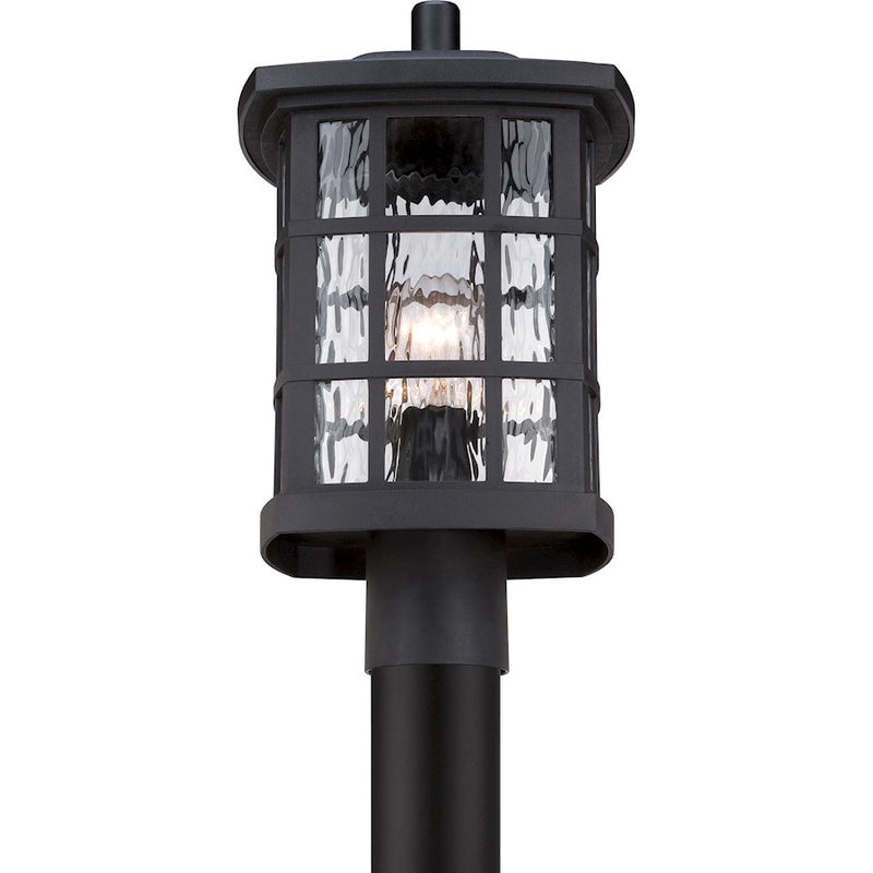 Quoizel Stonington 16in 1-Light Outdoor Lantern | Traditional Mystic Black and Clear Water Glass | Front Door & Porch | Model SNN9009K