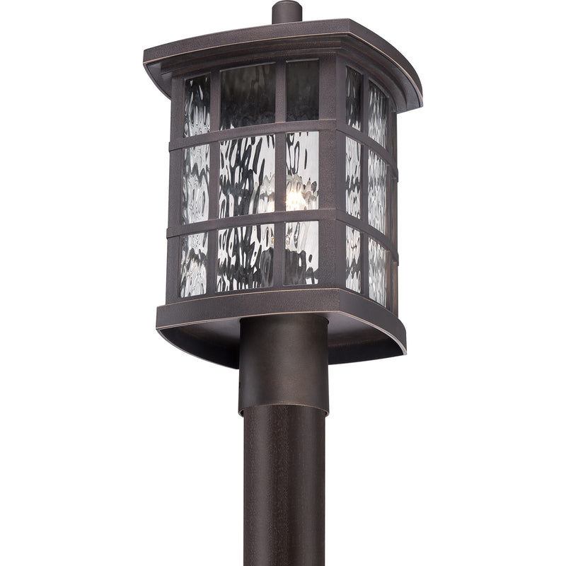 Quoizel Stonington 16in 1-Light Outdoor Lantern | Traditional Palladian Bronze and Clear Water Glass | Front Door & Porch | Model SNN9009PN