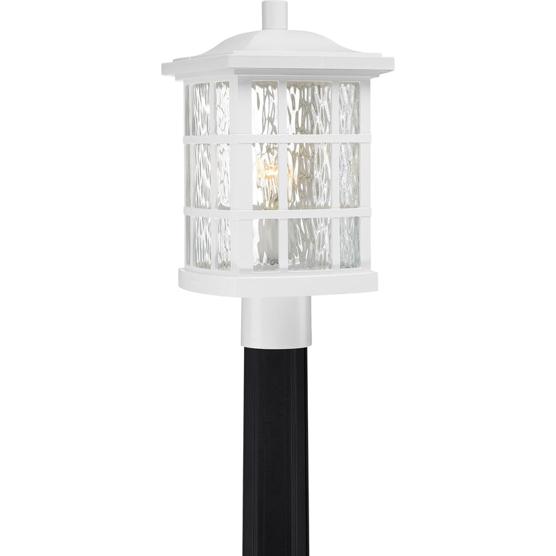 Quoizel Stonington 16in 1-Light Outdoor Lantern | Traditional Matte White and Clear Water Glass | Front Door & Porch | Model SNN9009W