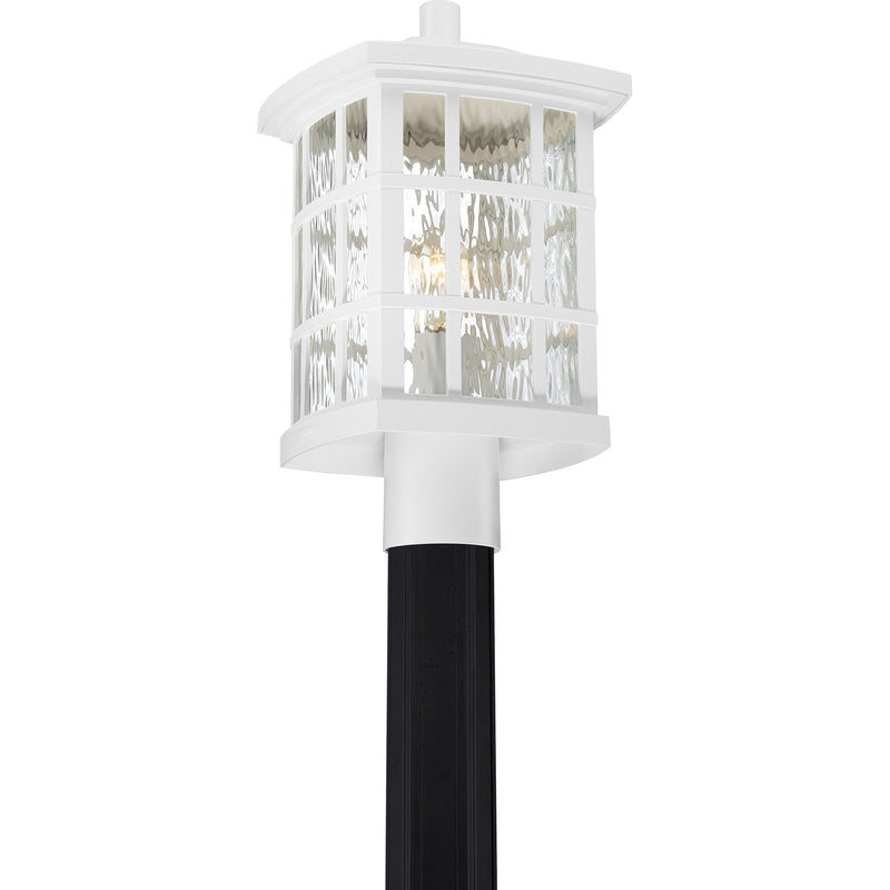 Quoizel Stonington 16in 1-Light Outdoor Lantern | Traditional Matte White and Clear Water Glass | Front Door & Porch | Model SNN9009W