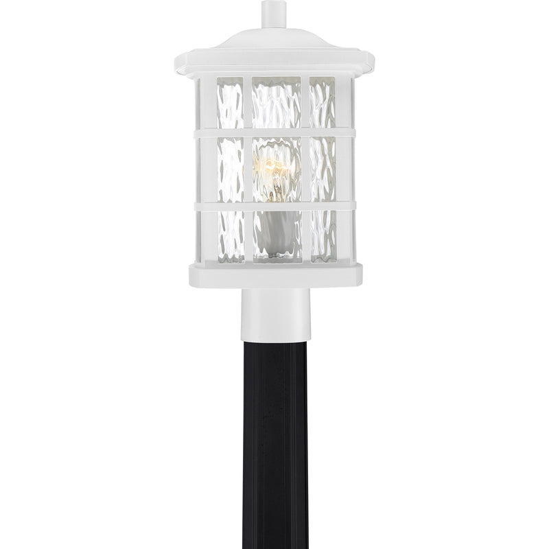Quoizel Stonington 16in 1-Light Outdoor Lantern | Traditional Matte White and Clear Water Glass | Front Door & Porch | Model SNN9009W