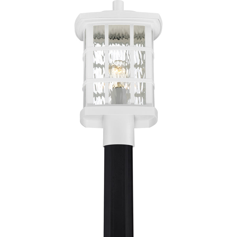 Quoizel Stonington 16in 1-Light Outdoor Lantern | Traditional Matte White and Clear Water Glass | Front Door & Porch | Model SNN9009W