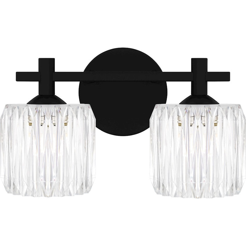 Quoizel Spade 2Light Bath Light, Matte Black/Clear Acrylic - SPD8614MBK