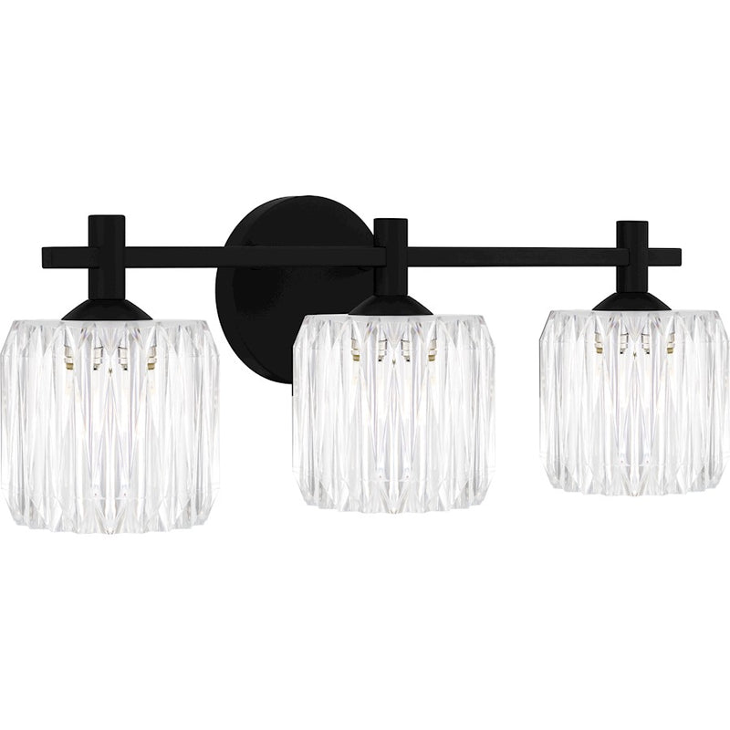 Quoizel Spade 3Light Bath Light, Matte Black/Clear Acrylic