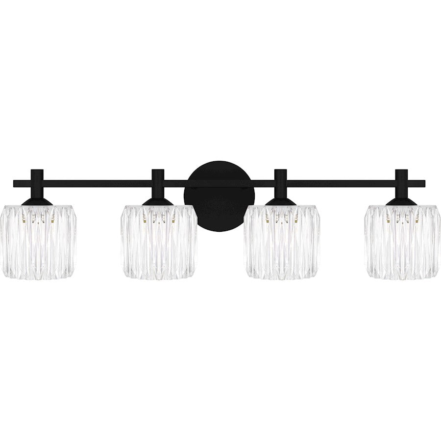 Quoizel Spade 4Light Bath Light, Matte Black/Clear Acrylic - SPD8630MBK