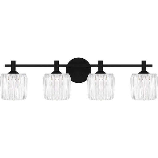 Quoizel Spade 4Light Bath Light, Matte Black/Clear Acrylic