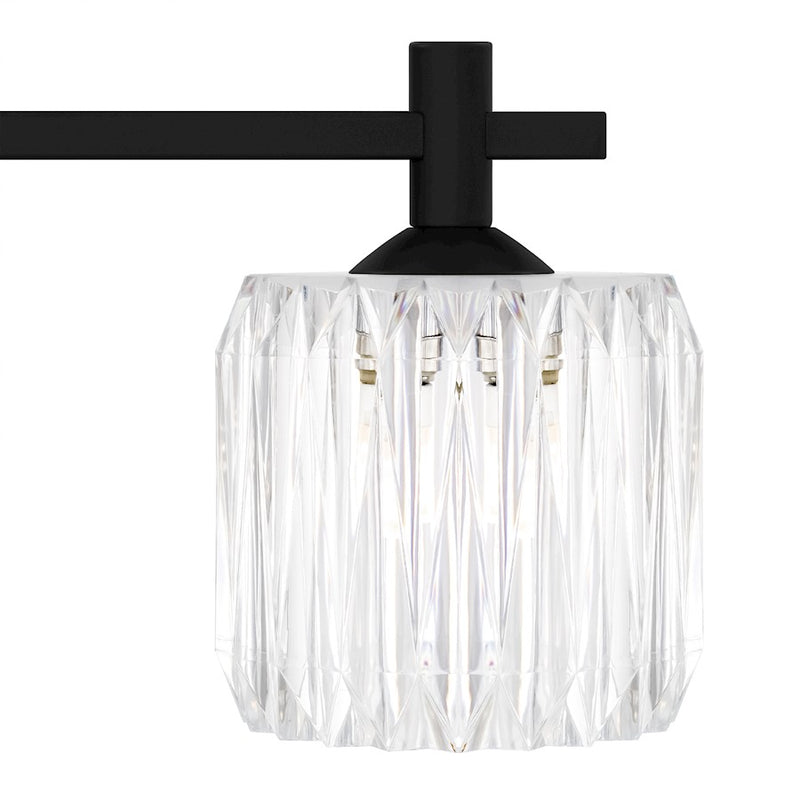 Quoizel Spade 4Light Bath Light, Matte Black/Clear Acrylic