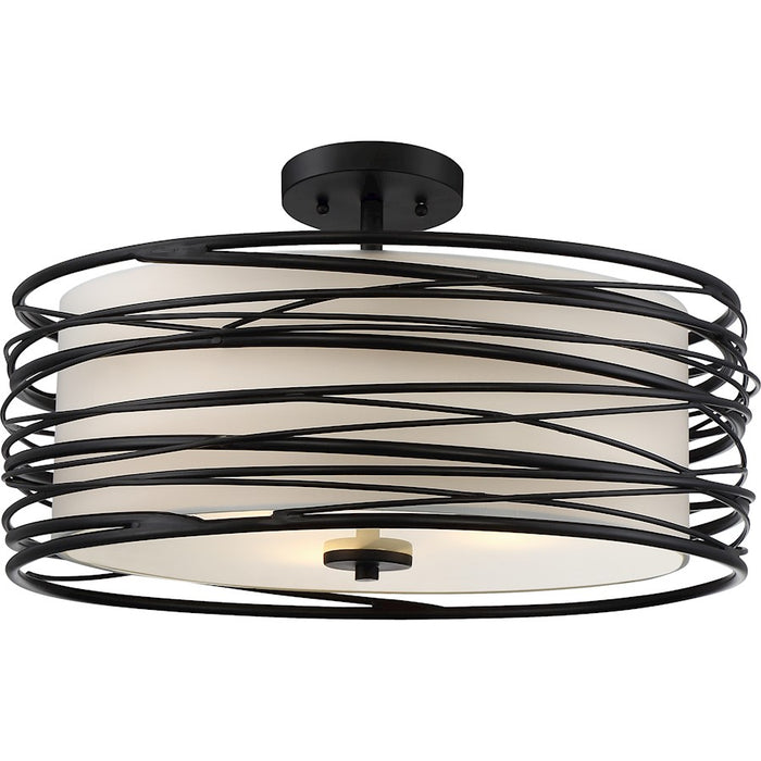 Quoizel Spiral 3 Light Semi-Flush Mount, Mystic Black