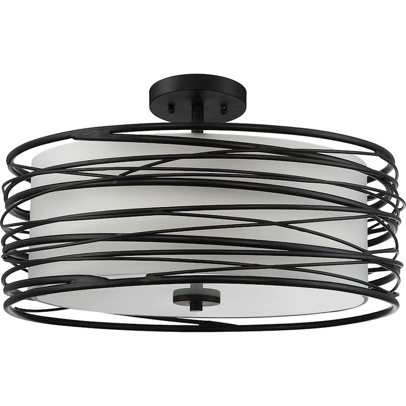 Quoizel Spiral 3 Light Semi-Flush Mount, Mystic Black