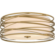 Quoizel Spiral 20in 3-Light Semi-Flush Mount | Transitional Light Gold and Off White Fabric | Bedroom & Hallway | 20 x 20 x 10.25 in | Model SPL1720LG