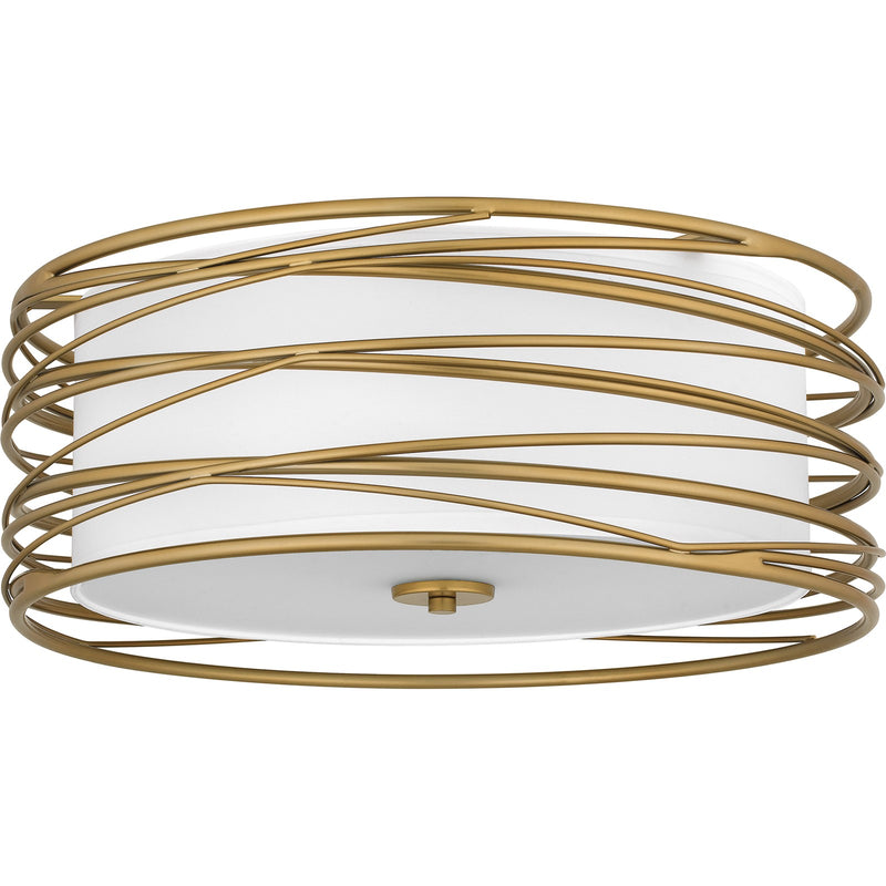 Quoizel Spiral 20in 3-Light Semi-Flush Mount | Transitional Light Gold and Off White Fabric | Bedroom & Hallway | 20 x 20 x 10.25 in | Model SPL1720LG