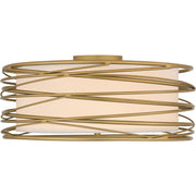 Quoizel Spiral 20in 3-Light Semi-Flush Mount | Transitional Light Gold and Off White Fabric | Bedroom & Hallway | 20 x 20 x 10.25 in | Model SPL1720LG