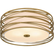 Quoizel Spiral 20in 3-Light Semi-Flush Mount | Transitional Light Gold and Off White Fabric | Bedroom & Hallway | 20 x 20 x 10.25 in | Model SPL1720LG