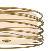 Quoizel Spiral 20in 3-Light Semi-Flush Mount | Transitional Light Gold and Off White Fabric | Bedroom & Hallway | 20 x 20 x 10.25 in | Model SPL1720LG