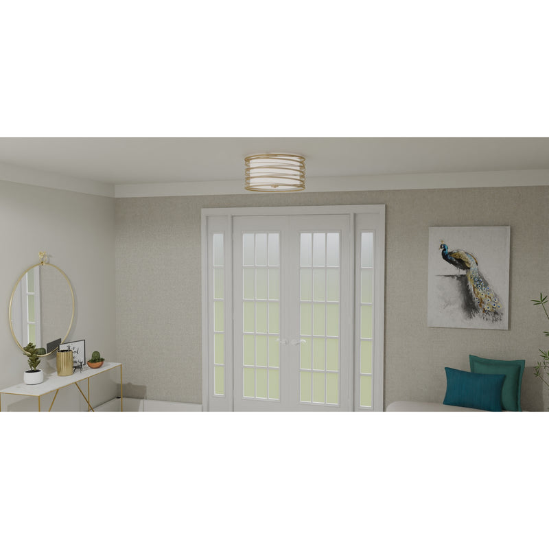 Quoizel Spiral 20in 3-Light Semi-Flush Mount | Transitional Light Gold and Off White Fabric | Bedroom & Hallway | 20 x 20 x 10.25 in | Model SPL1720LG