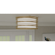 Quoizel Spiral 20in 3-Light Semi-Flush Mount | Transitional Light Gold and Off White Fabric | Bedroom & Hallway | 20 x 20 x 10.25 in | Model SPL1720LG