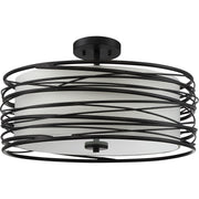 Quoizel Spiral 20in 3-Light Pendant | Transitional Mystic Black and Off White Fabric | Kitchen Island & Dining Room | Model SPL2820K