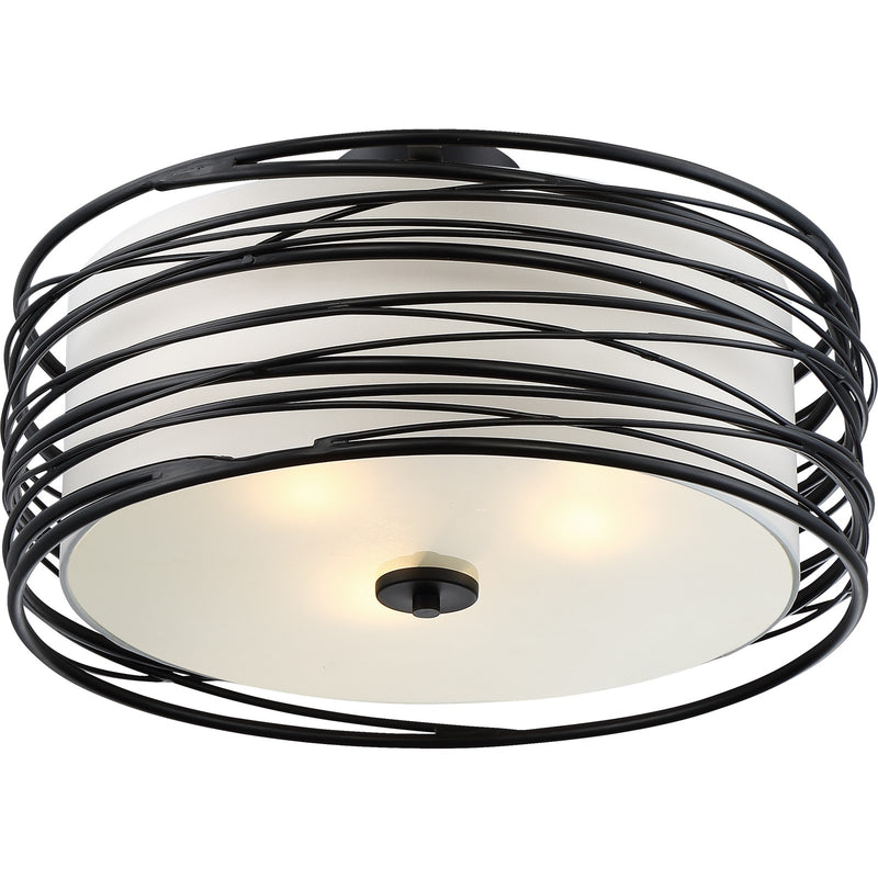 Quoizel Spiral 20in 3-Light Pendant | Transitional Mystic Black and Off White Fabric | Kitchen Island & Dining Room | Model SPL2820K