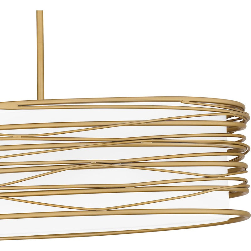 Quoizel Spiral 5 Light Island Light, Light Gold/Off White Fabric