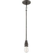 Quoizel Squire 4in 1-Light Mini Pendant | Industrial Rustic Black and Clear Glass | Kitchen Island & Bar | 4.25 x 4.25 x 9.5 in | Model SQR1504RK