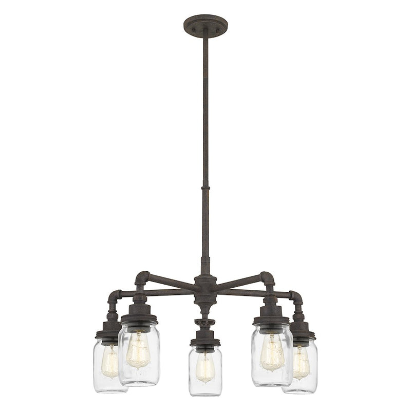 Quoizel Squire 5 Light Chandelier, Rustic Black