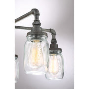 Quoizel Squire 26in 5-Light Chandelier | Industrial Rustic Black and Clear Glass | Dining Room & Foyer | 26 x 26 x 23 in | Model SQR5005RK