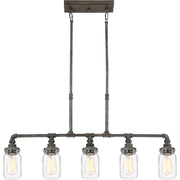 Quoizel Squire 5 Light Island Chandelier, Rustic Black