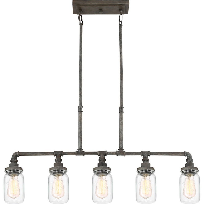 Quoizel Squire 5 Light Island Chandelier, Rustic Black