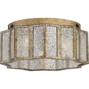 Quoizel Shrine 16in 3-Light Flush Mount | Vintage Aged Gold and Antique Mercury Glass | Bedroom & Hallway | 16 x 16 x 7 in | Model SRE1616AGL