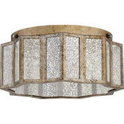 Quoizel Shrine 16in 3-Light Flush Mount | Vintage Aged Gold and Antique Mercury Glass | Bedroom & Hallway | 16 x 16 x 7 in | Model SRE1616AGL